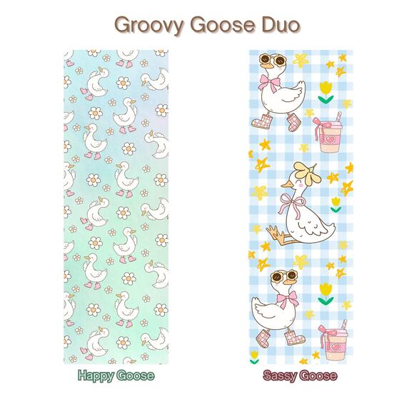 Groovy Goose Duo Bookmark Blue Pink Green Cute Sassy Geese Funny Bookish Gift - Picture 3 of 8